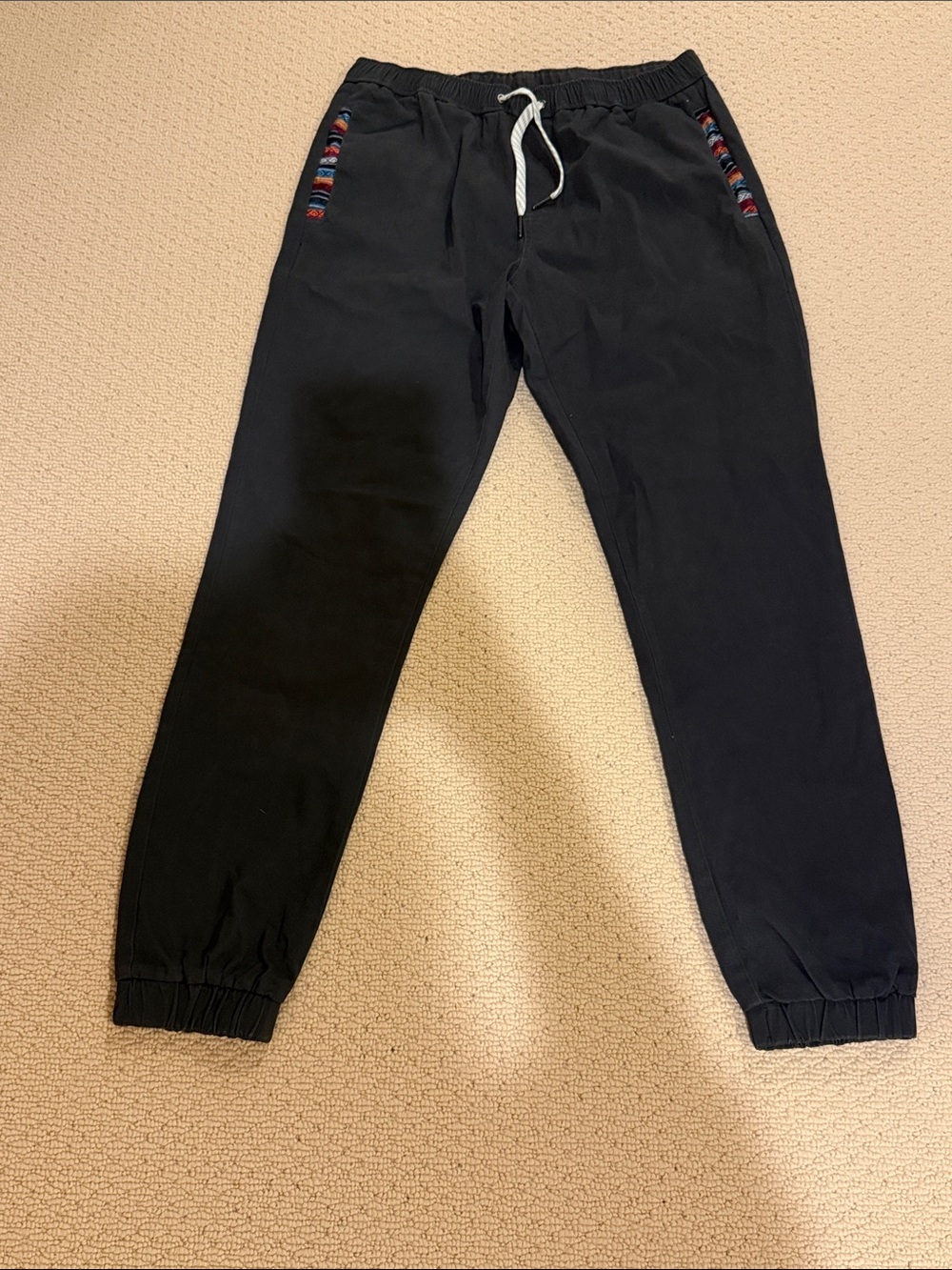 Men's Dark Gray Joggers with Contrast Pocket Trim